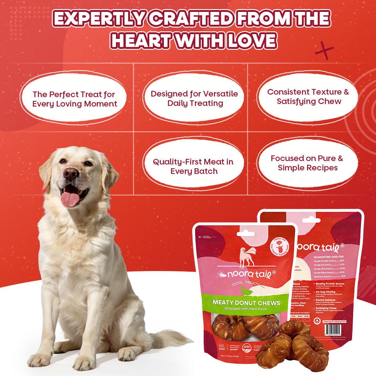Noora Meaty Donut Chews Wrapped with Real Duck Dog Treats