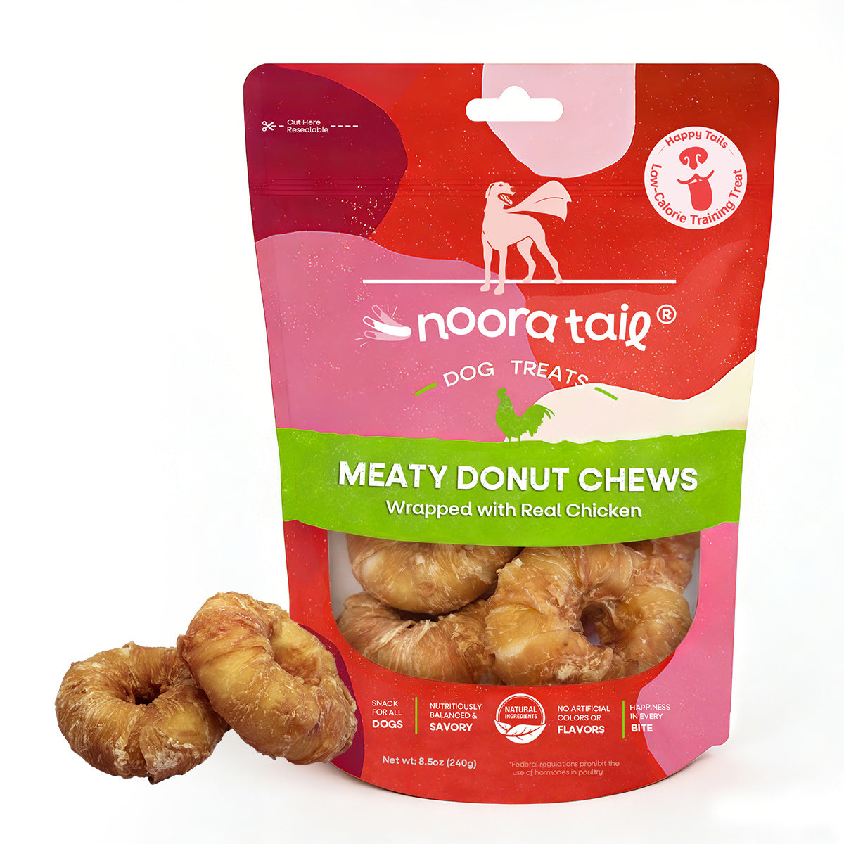 Noora Meaty Donut Chews Wrapped with Real Chicken Dog Treats