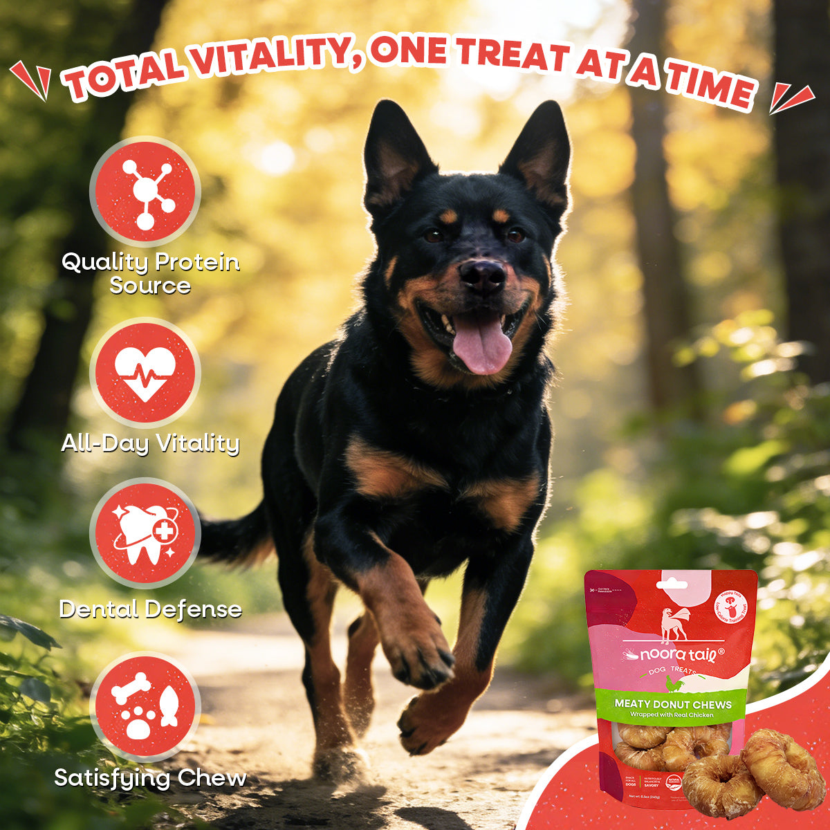 Noora Meaty Donut Chews Wrapped with Real Chicken Dog Treats