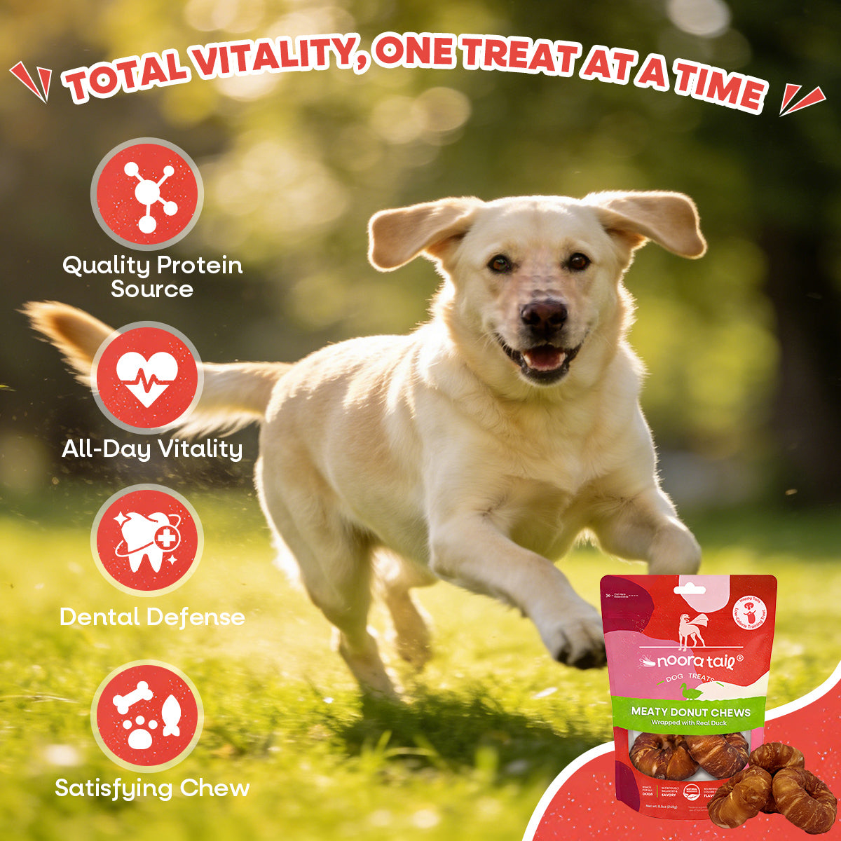 Noora Meaty Donut Chews Wrapped with Real Duck Dog Treats