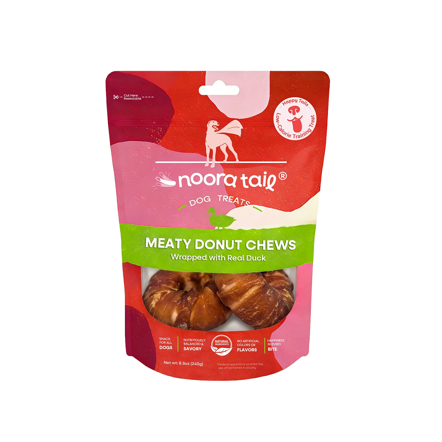 Noora Meaty Donut Chews Wrapped with Real Duck Dog Treats