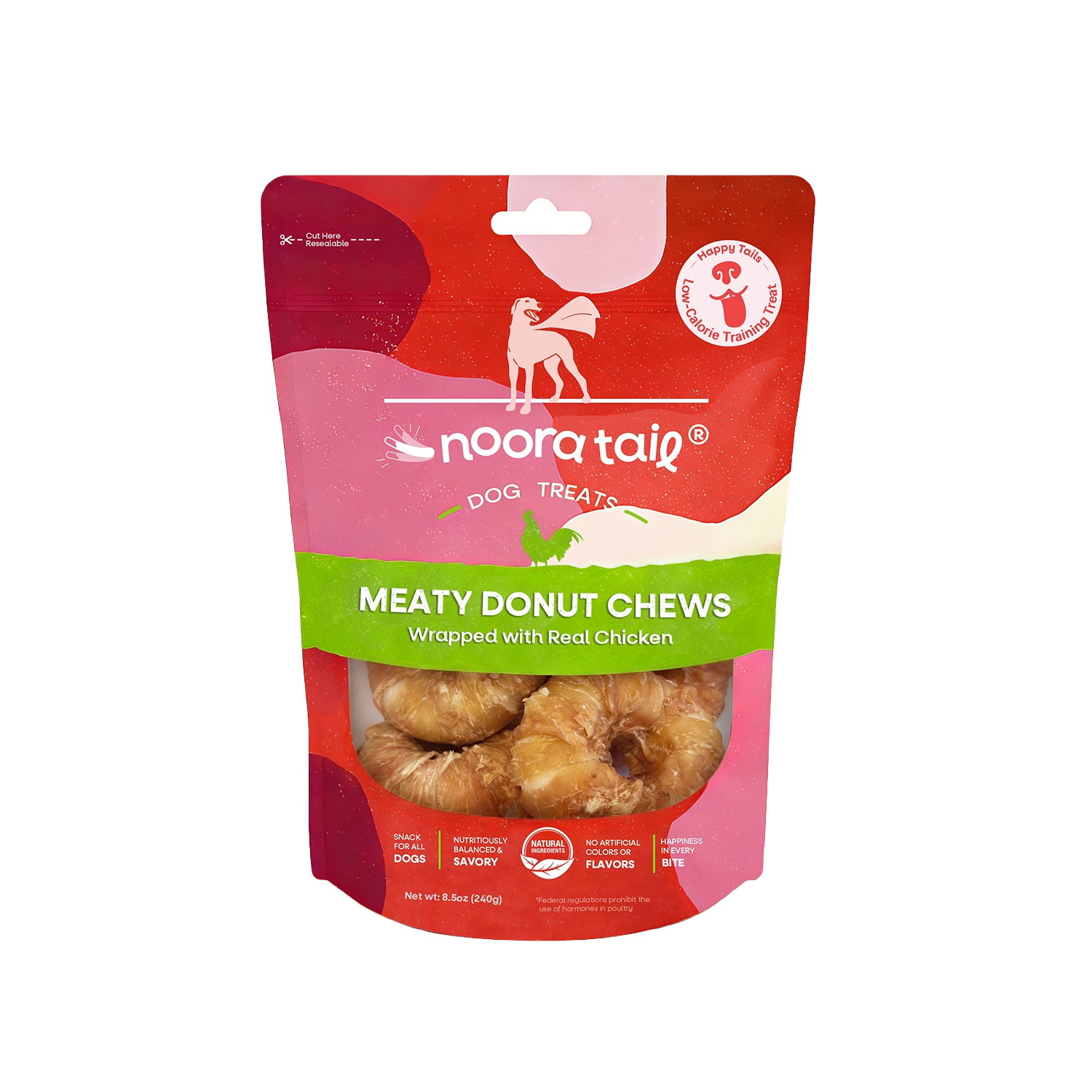 Noora Meaty Donut Chews Wrapped with Real Chicken Dog Treats